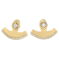 Luxle 0,34 Cttw Natürlicher Diamant Halbmond-Ohrstecker aus 18 Karat Gelbgold
