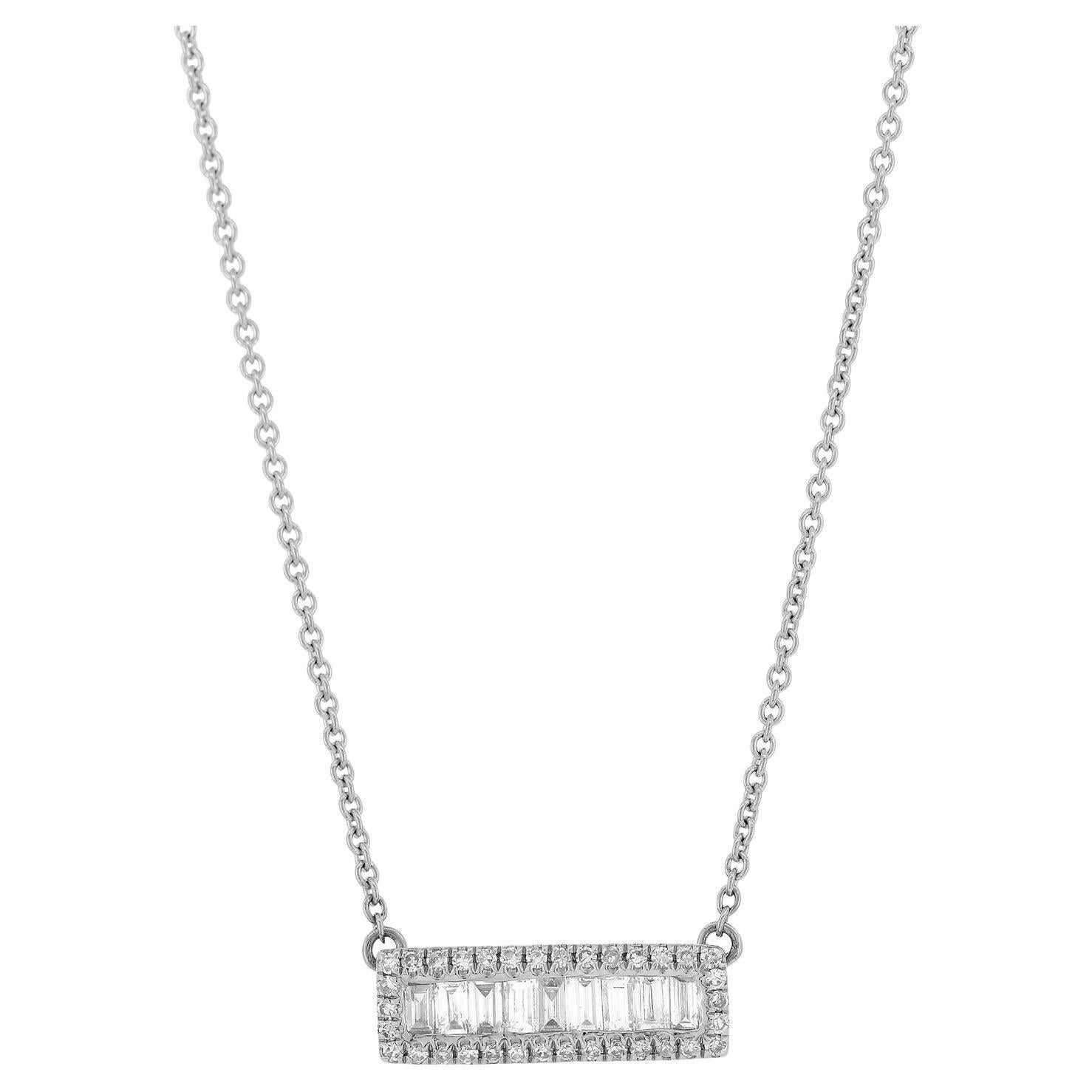 Luxle 0.35 Cttw Natural Diamond Frame Pendant Necklace in 18K White Gold, 15"