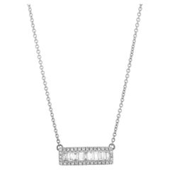 Luxle 0.35 Cttw Natural Diamond Frame Pendant Necklace in 18K White Gold, 15"
