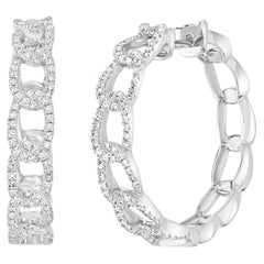 Luxle 0.36 CT. T.W Runde Pave-Diamant-Gliedercreolen aus 18 Karat Weißgold