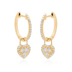 Luxle 0.40 Cttw Heart-Shaped Natural Diamond Hoop Earrings in 14K Gold