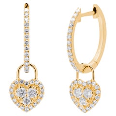 Luxle 0.40 Cttw Heart-Shaped Natural Diamond Hoop Earrings in 14K Gold