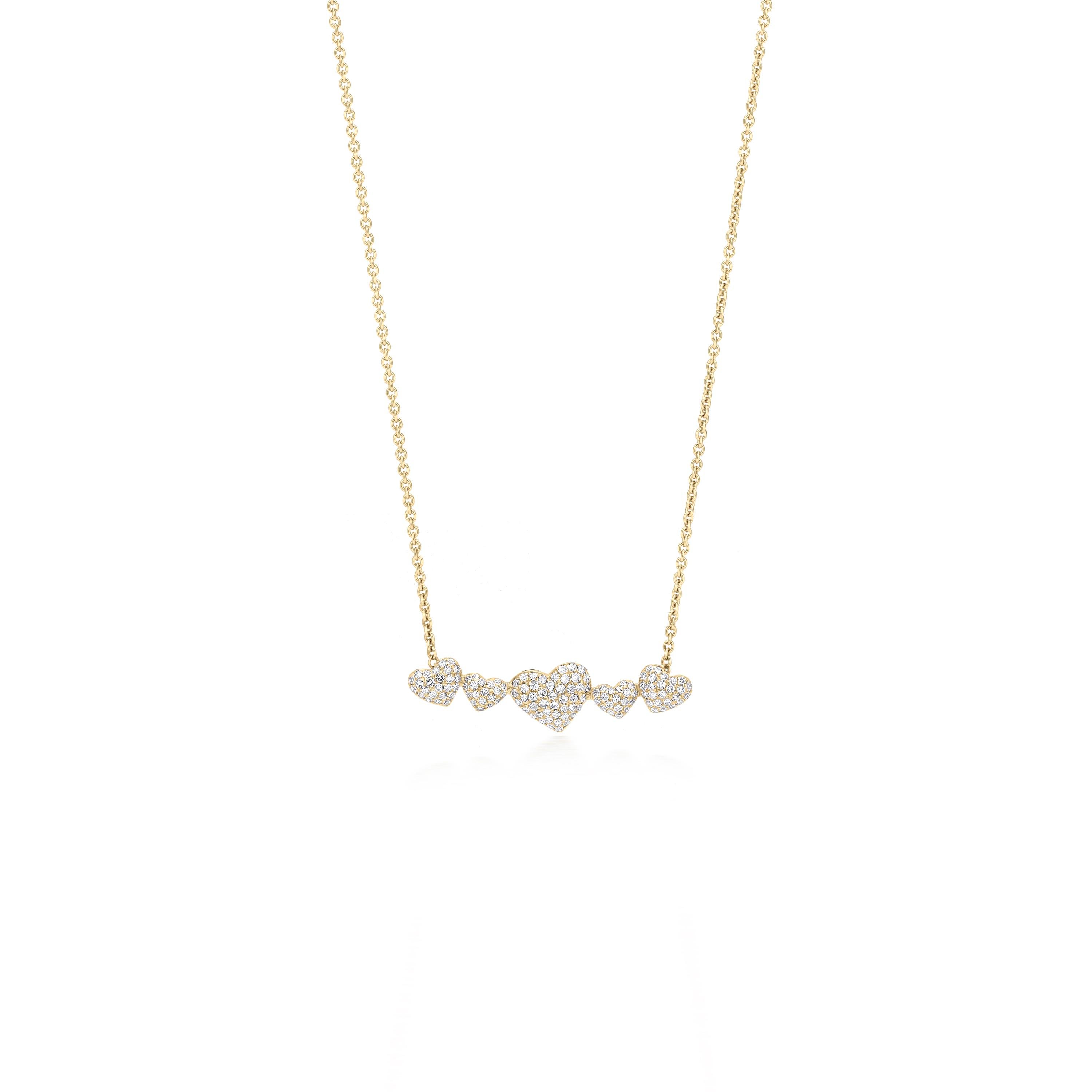 Round Cut Luxle 0.40 Cttw Natural Diamond Heart Necklace in 18K Yellow Gold, 15