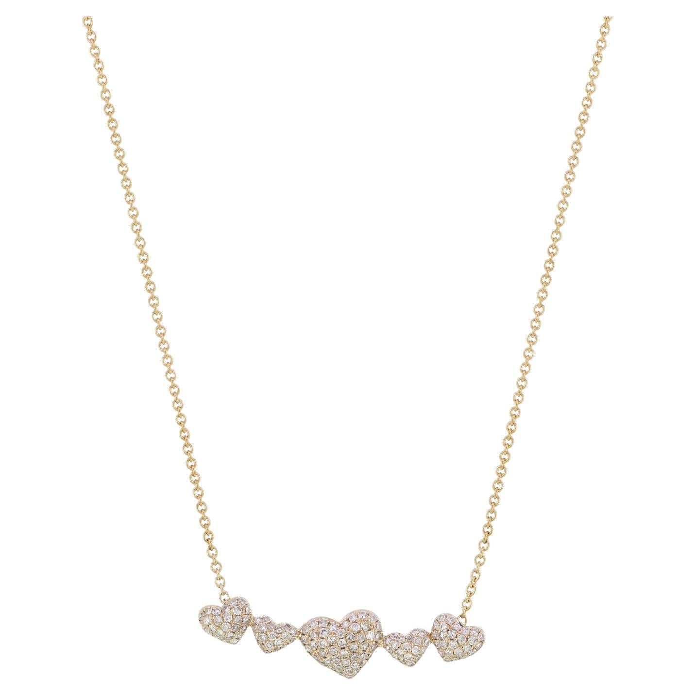 Luxle 0.40 Cttw Natural Diamond Heart Necklace in 18K Yellow Gold, 15" For Sale