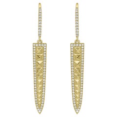 Luxle 0.40 Cttw Natural Diamond Pyramid Drop Earrings in 14K Yellow Gold