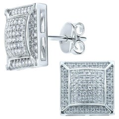 Luxle 0.40 Cttw Natural Diamond Square Cluster Stud Earrings in 18K Gold