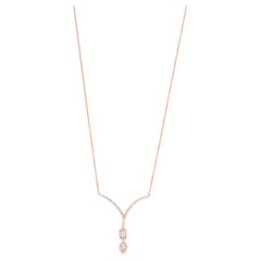 Luxle 0.40 Cttw Y-Shaped Natural Diamond 18 Inch Necklace in 18K Rose Gold