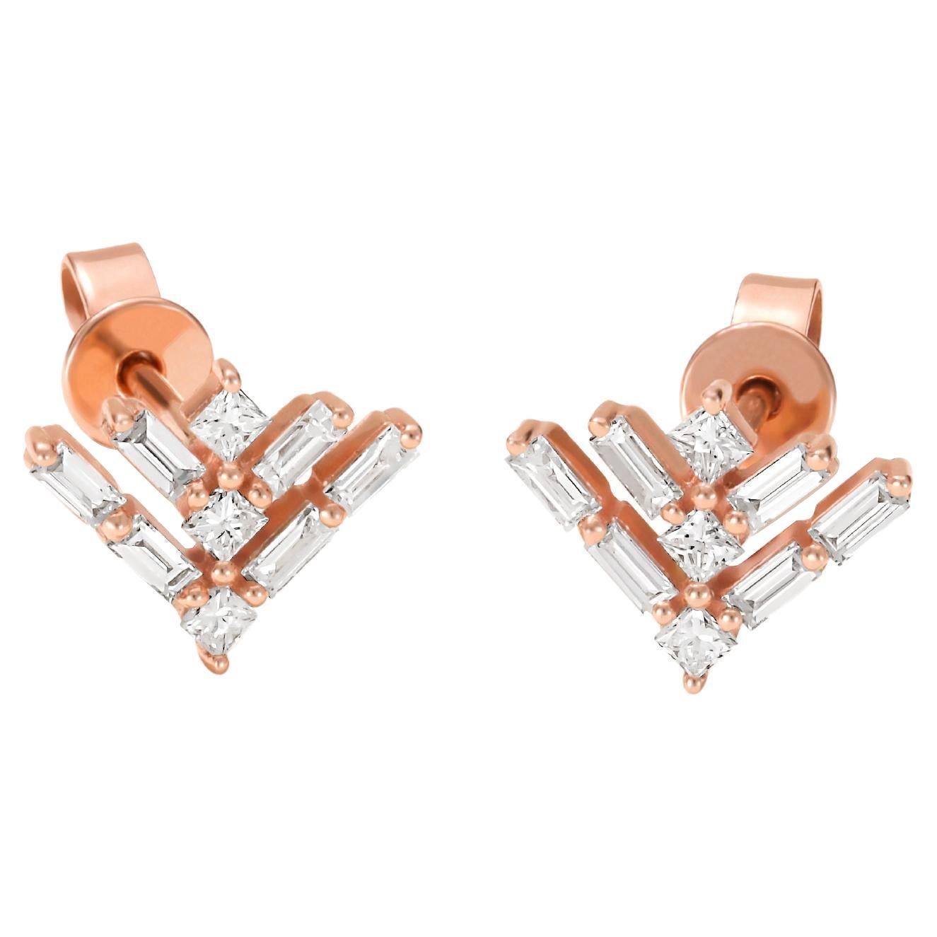 Luxle 0.39 Carat T.W Princess-Cut Diamond Stud Earrings in 14k Rose Gold