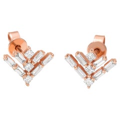 Luxle 0.39 Carat T.W Princess-Cut Diamond Stud Earrings in 14k Rose Gold