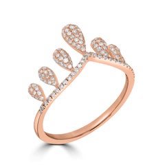 Luxle 0.40 Carat Pave Natural Diamond Crown Ring Size 7 in 14k Rose Gold