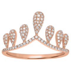 Luxle 0,40 ct. Bague couronne en or rose 14 carats avec pavé de diamants