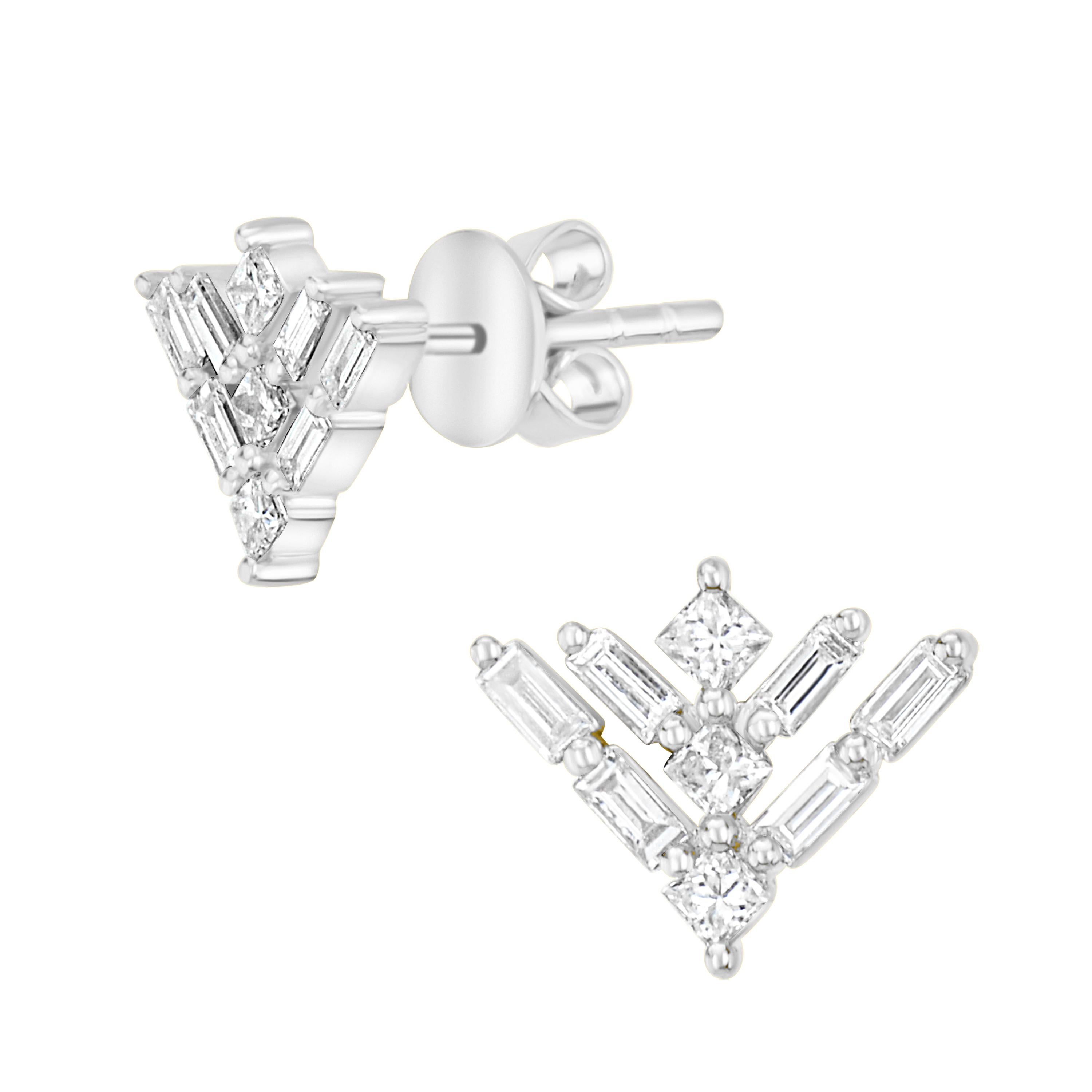 Luxle 0.40 Cttw. Natural Diamond Arrow Stud Earrings in 14k White Gold In New Condition For Sale In New York, NY