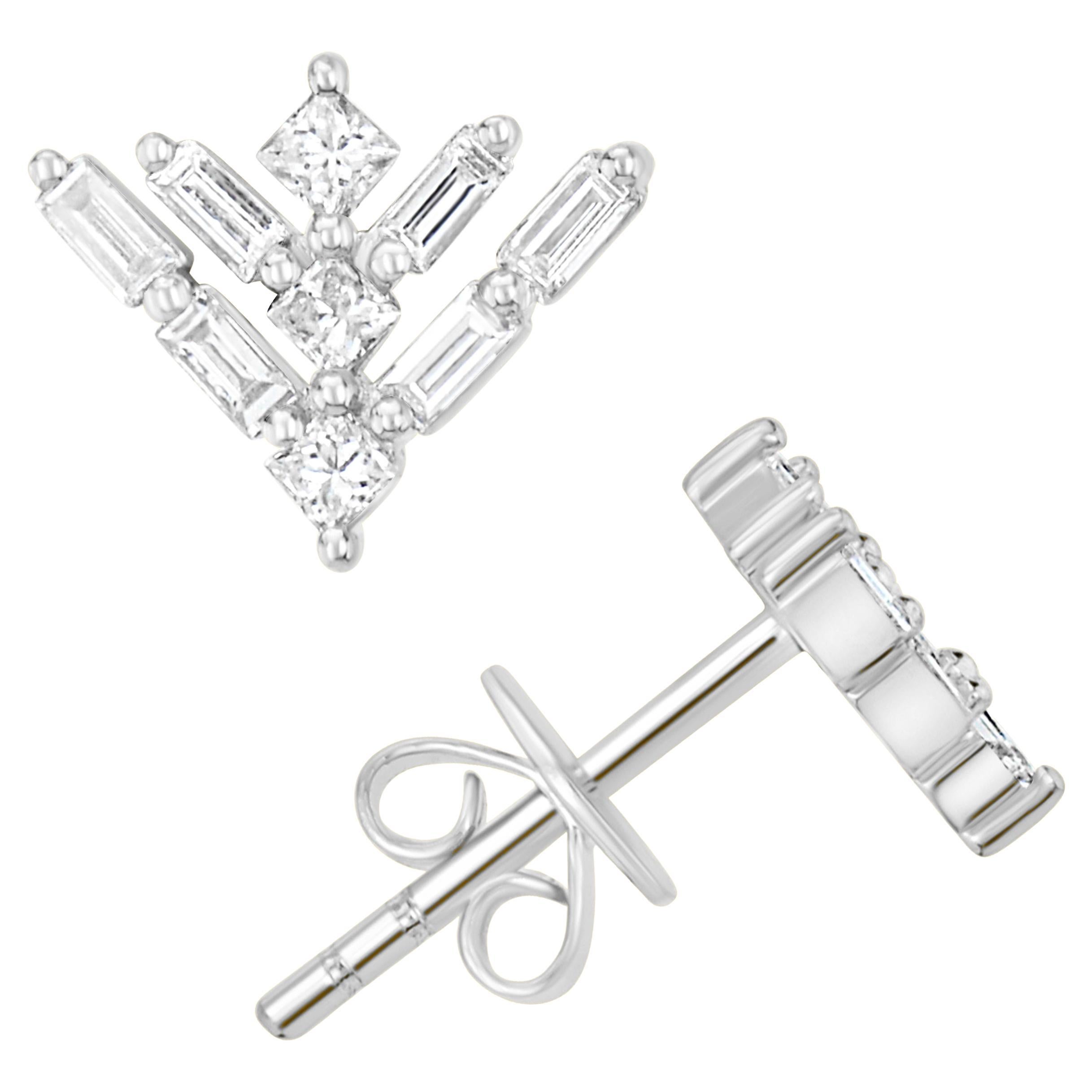 Luxle 0.40 Cttw. Natural Diamond Arrow Stud Earrings in 14k White Gold