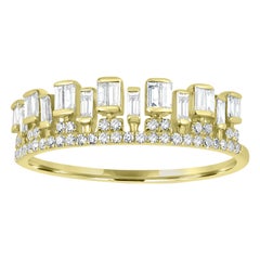 Luxle 0.40 Cttw Natural Diamond Crown Ring Size 8 in 14k Yellow Gold