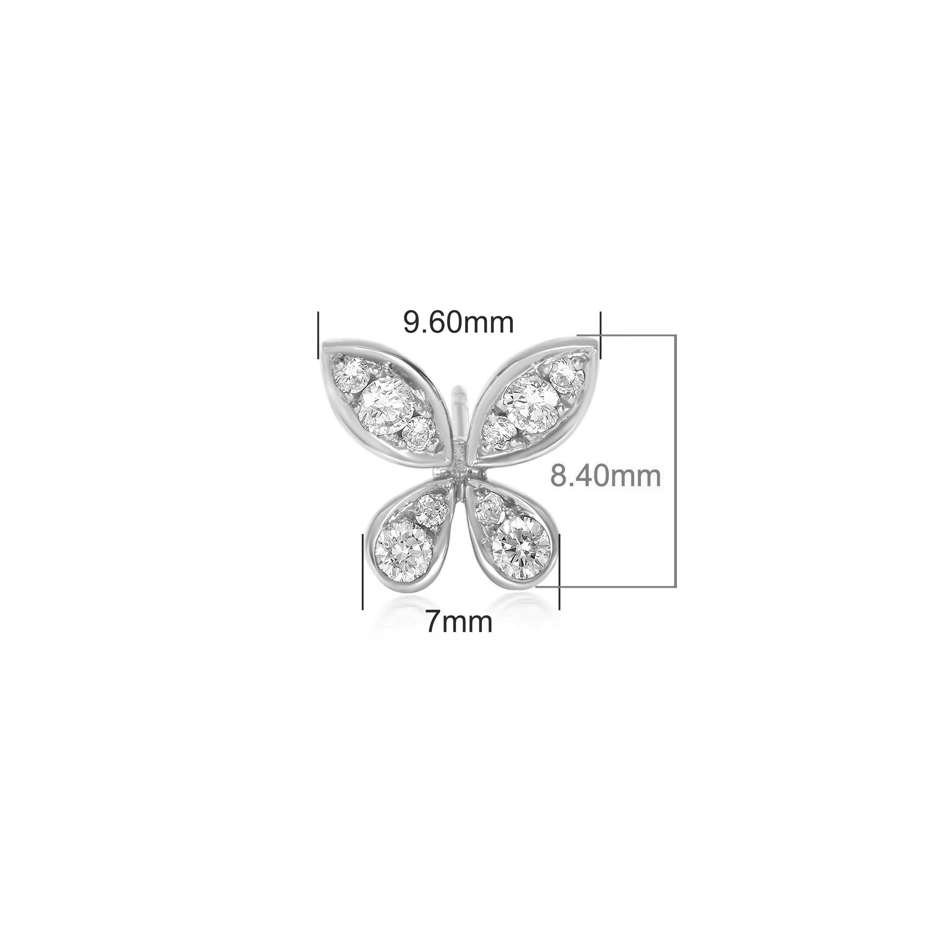 Women's Luxle 0.41cttw,  Pave Diamond Butterfly Stud Earrings in 18k White Gold