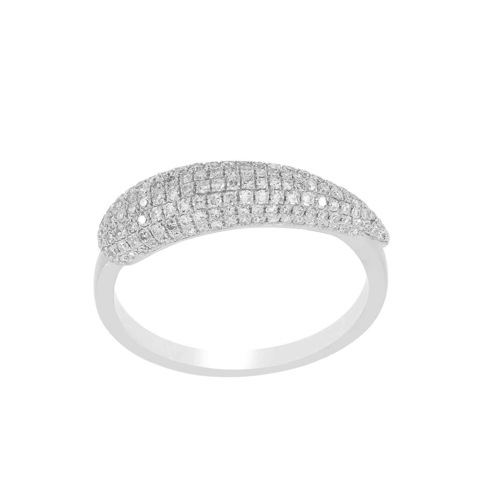 Round Cut Luxle 0.50 Cttw Natural Diamond Dome Ring in 18K White Gold, Size 7 For Sale
