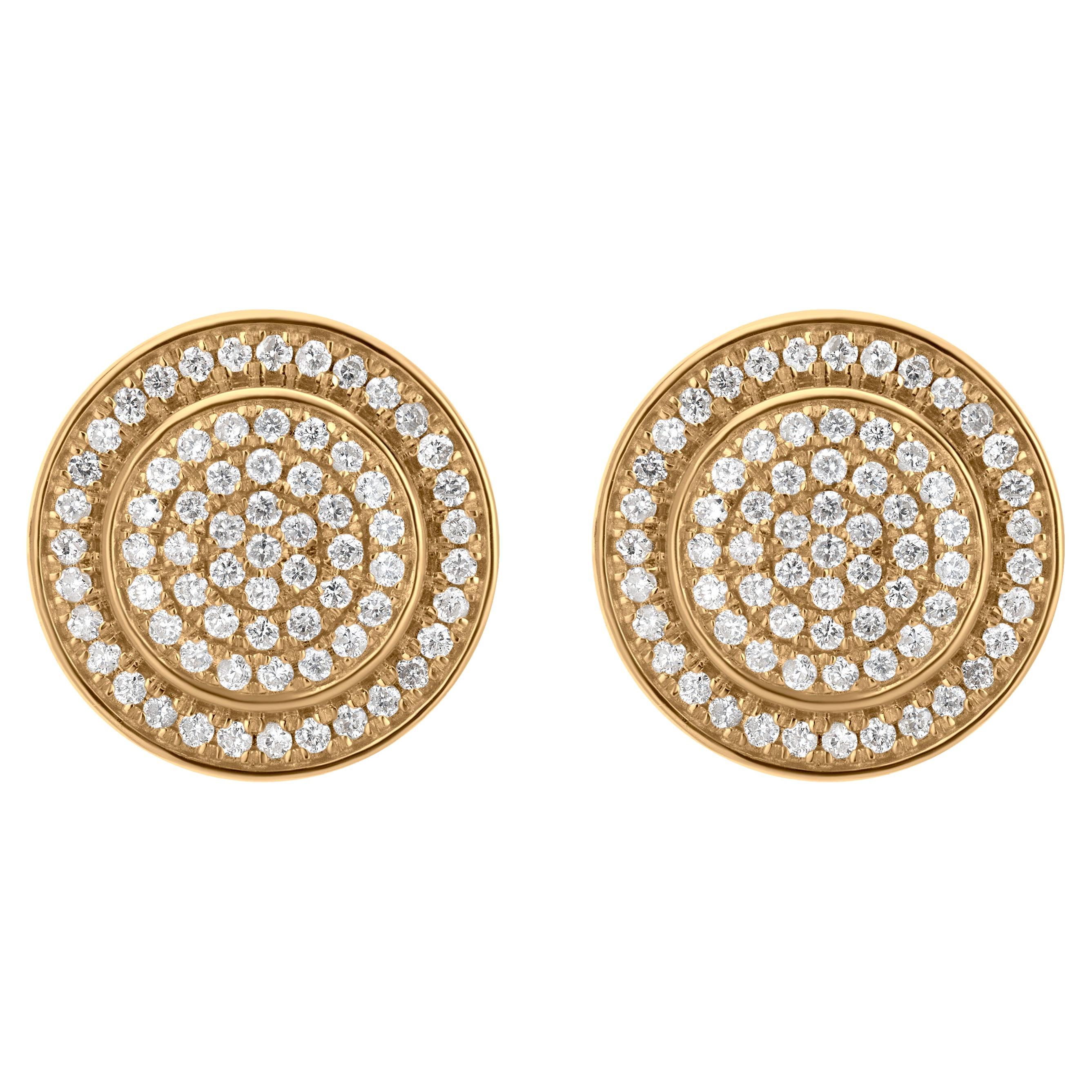 Luxle 0.59 Cttw. Diamond Stud Earrings in 18K Yellow Gold For Sale at
