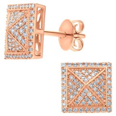 Luxle 0.42 Cttw. Quadratische Diamant-Ohrstecker aus 18 Karat Roségold