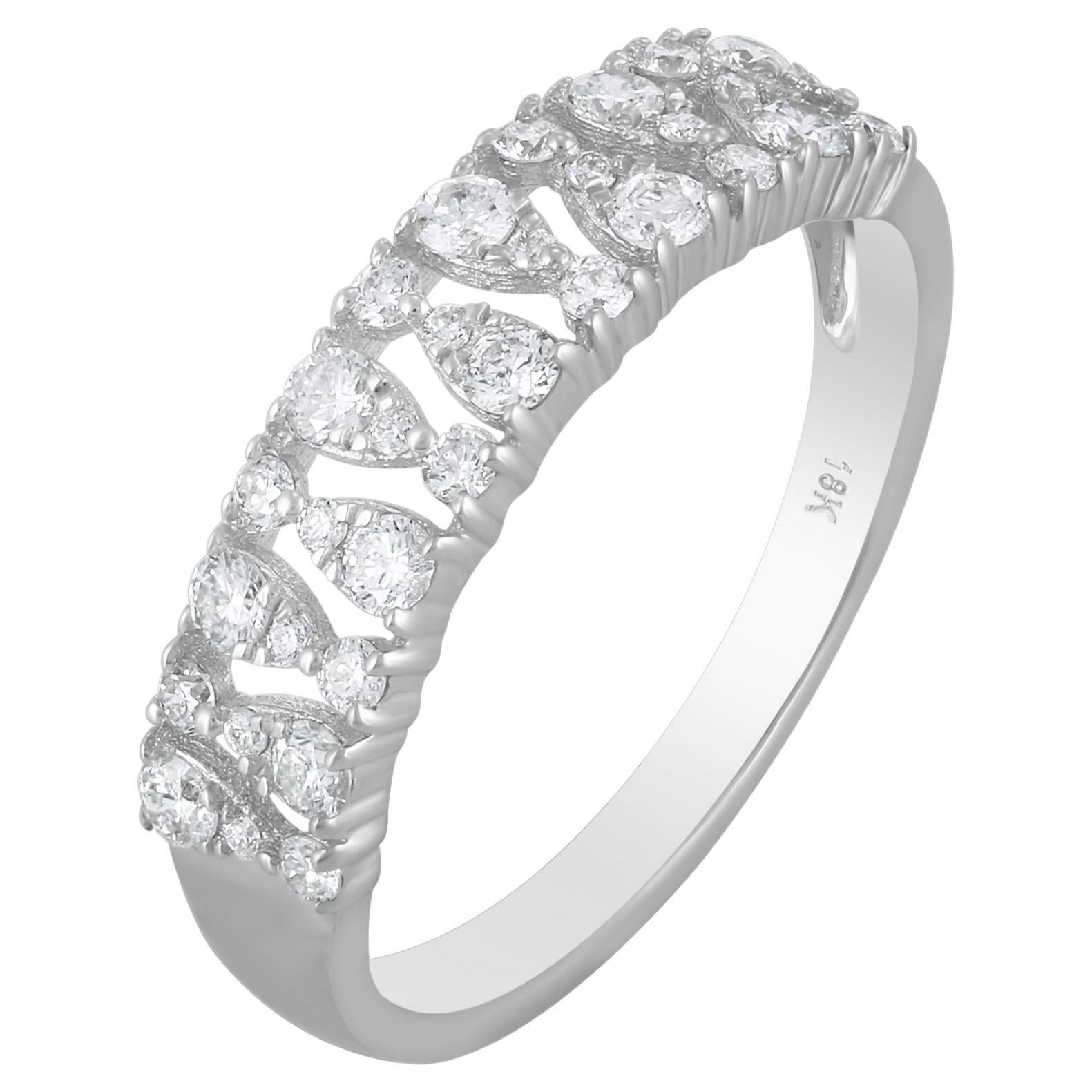 Anillo Luxle de 1/2 qt de diamantes naturales en oro blanco de 18 quilates, talla 6,5