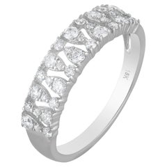 Luxle 1/2 Cttw Natural Diamond Band Ring in 18K White Gold, Size 6.5