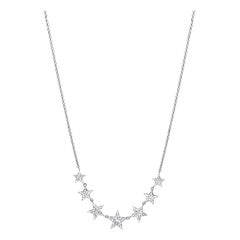 Luxle 0.44 CT. T.W Round Pave Diamond Star Frontal Necklace in 14k White Gold