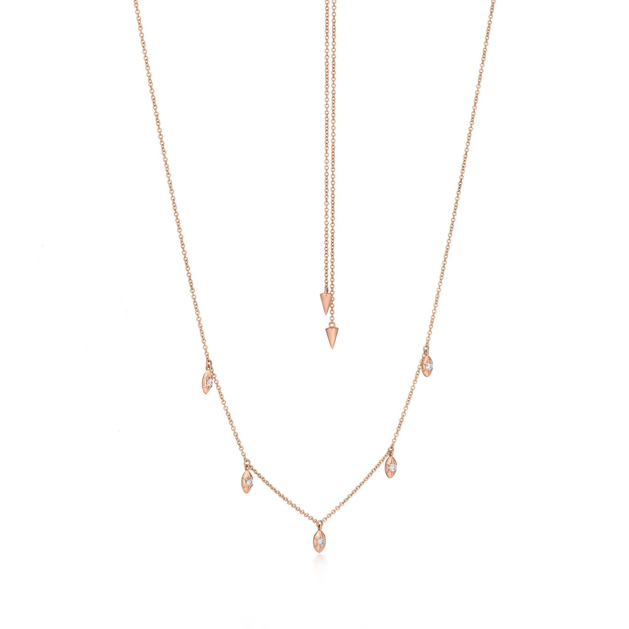 Taglio rotondo Collana Luxle con diamanti naturali da 0,44 carati in oro rosa 18 carati in vendita