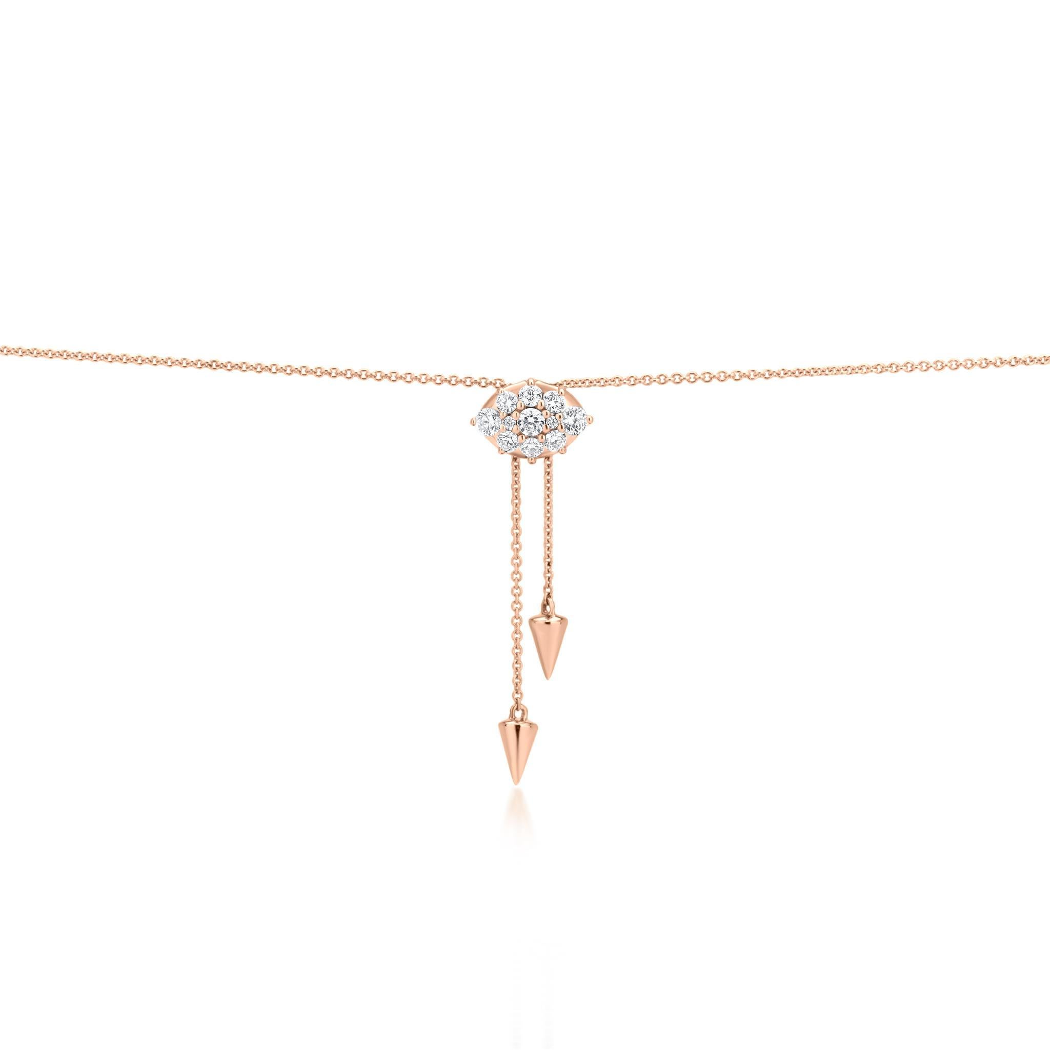 Collana Luxle con diamanti naturali da 0,44 carati in oro rosa 18 carati In condizioni Nuovo in vendita a New York, NY