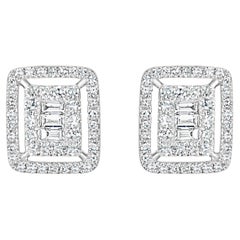 Luxle 0.50 Cttw. Orecchini quadrati con diamanti naturali in oro bianco 14K, misura 7