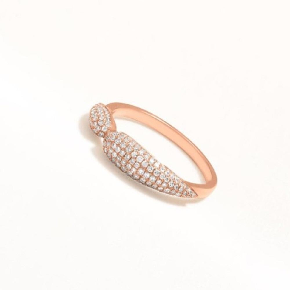 Contemporary Luxle 0.50 Cttw Natural Diamond Leaf Ring Size 7 in 18K Rose Gold For Sale