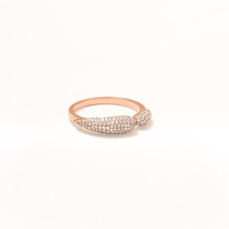 Round Cut Luxle 0.50 Cttw Natural Diamond Leaf Ring Size 7 in 18K Rose Gold For Sale
