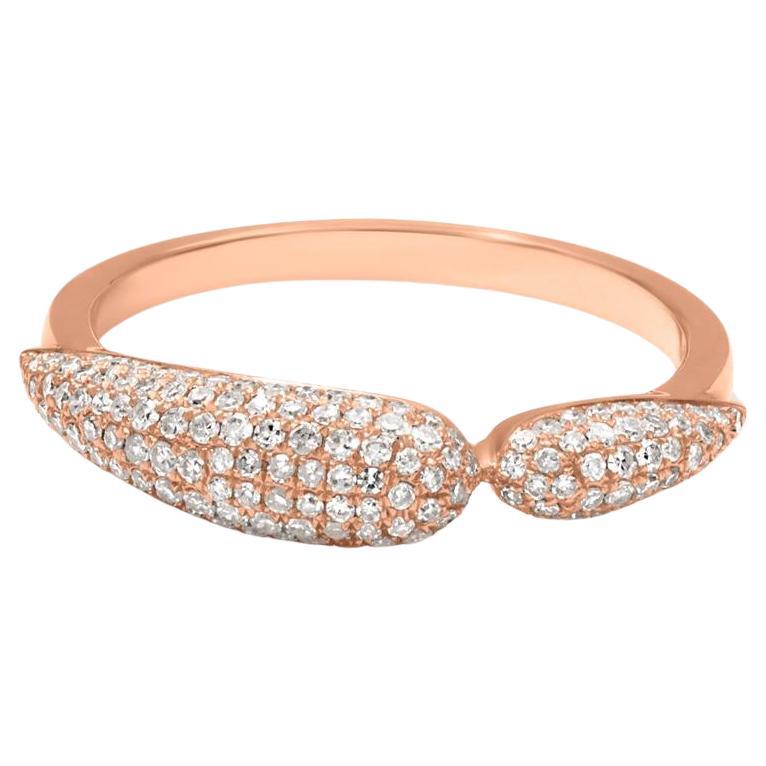 Luxle 0.50 Cttw Natural Diamond Leaf Ring Size 7 in 18K Rose Gold