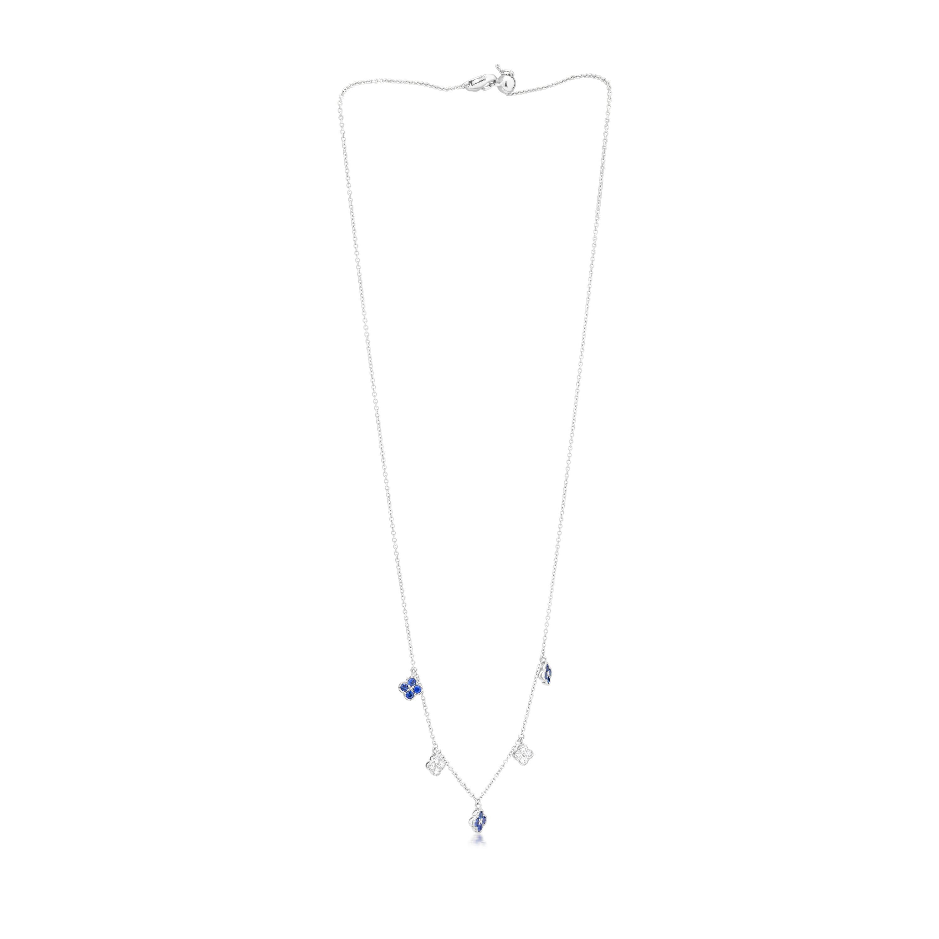 Contemporary Luxle 0.50 Cttw Natural Blue Sapphire/Diamond 16 Inch Necklace in 18K White Gold