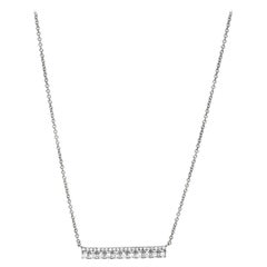 Luxle 0.48 Cttw. Round Pave Diamond Bar Pendant Necklace in 18k White Gold