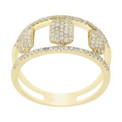Luxle 0.48 Cttw. Round Pave Diamond Split Shank Ring in 14 Karat Yellow Gold