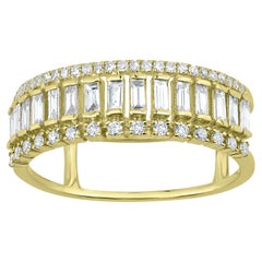 Luxle 0.49 ct T.W Bague à anneau en or jaune 18 carats avec diamants baguettes et ronds