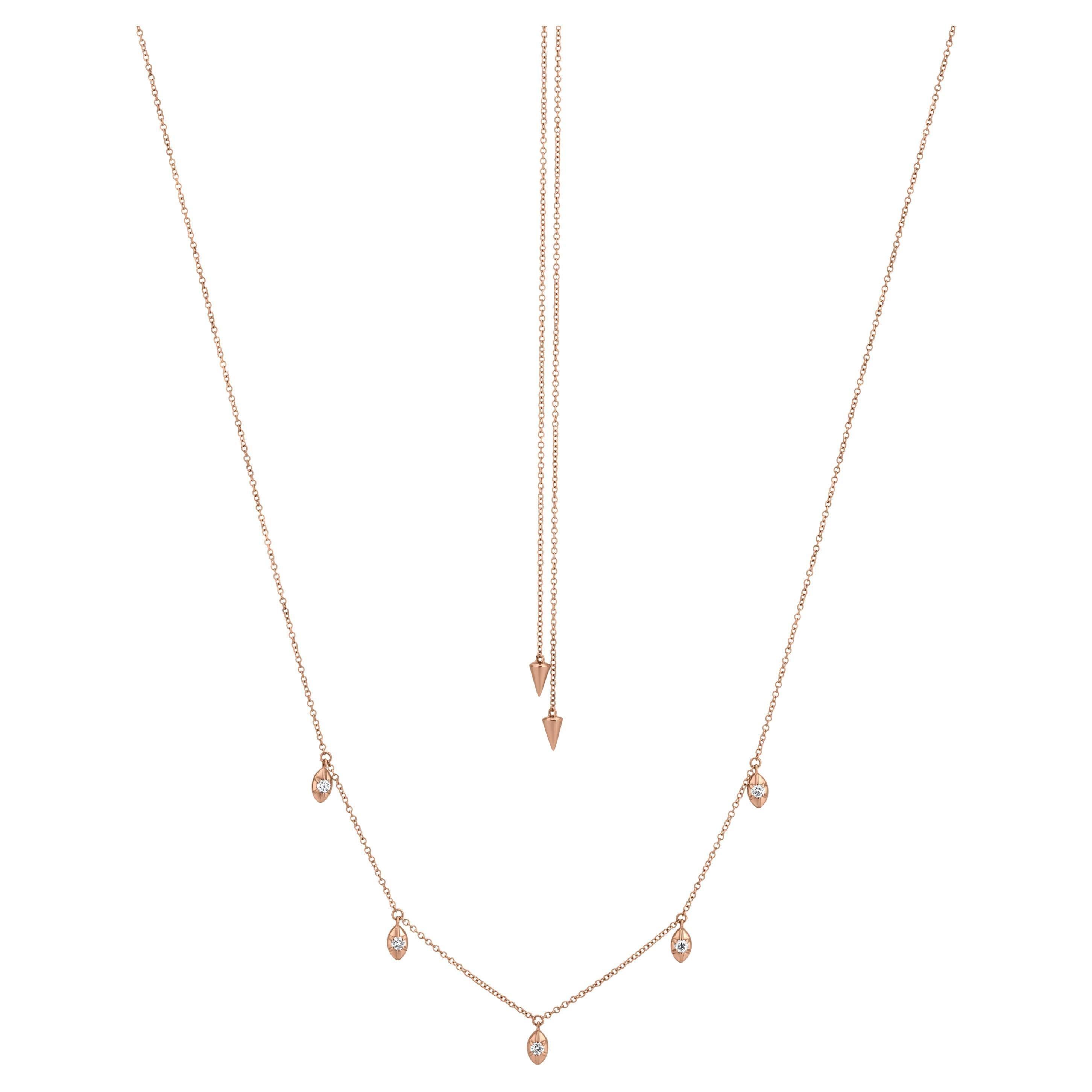 Luxle 0,50 Karat Gesamtkaratgewicht Natürlicher Tropfen-Diamant 28 Zoll Verstellbare Halskette 14K Roségold (Rundschliff) im Angebot