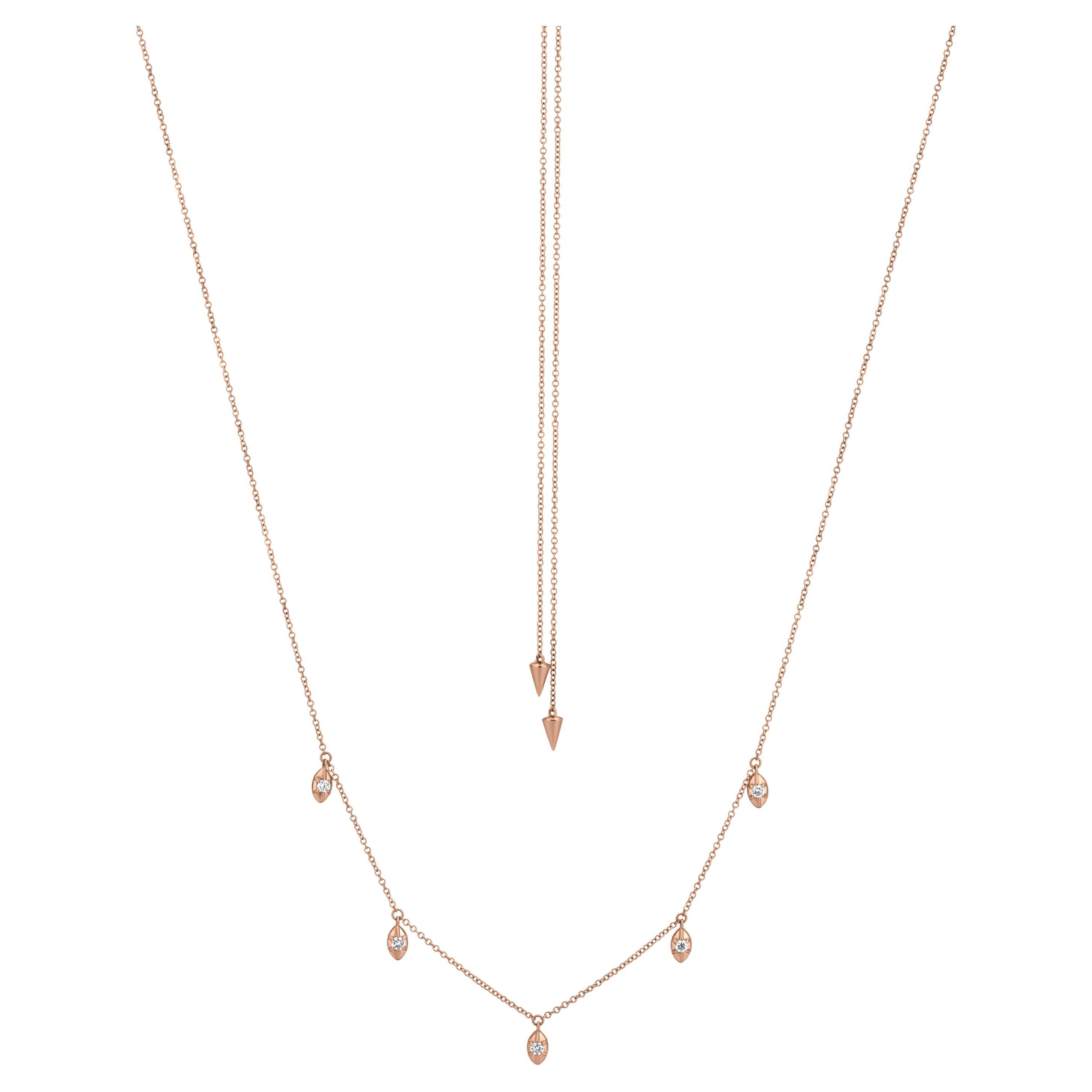 Luxle 0,50 Karat Gesamtkaratgewicht Natürlicher Tropfen-Diamant 28 Zoll Verstellbare Halskette 14K Roségold im Angebot