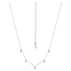 Luxle 0,50 Karat Gesamtkaratgewicht Natürlicher Tropfen-Diamant 28 Zoll Verstellbare Halskette 14K Roségold