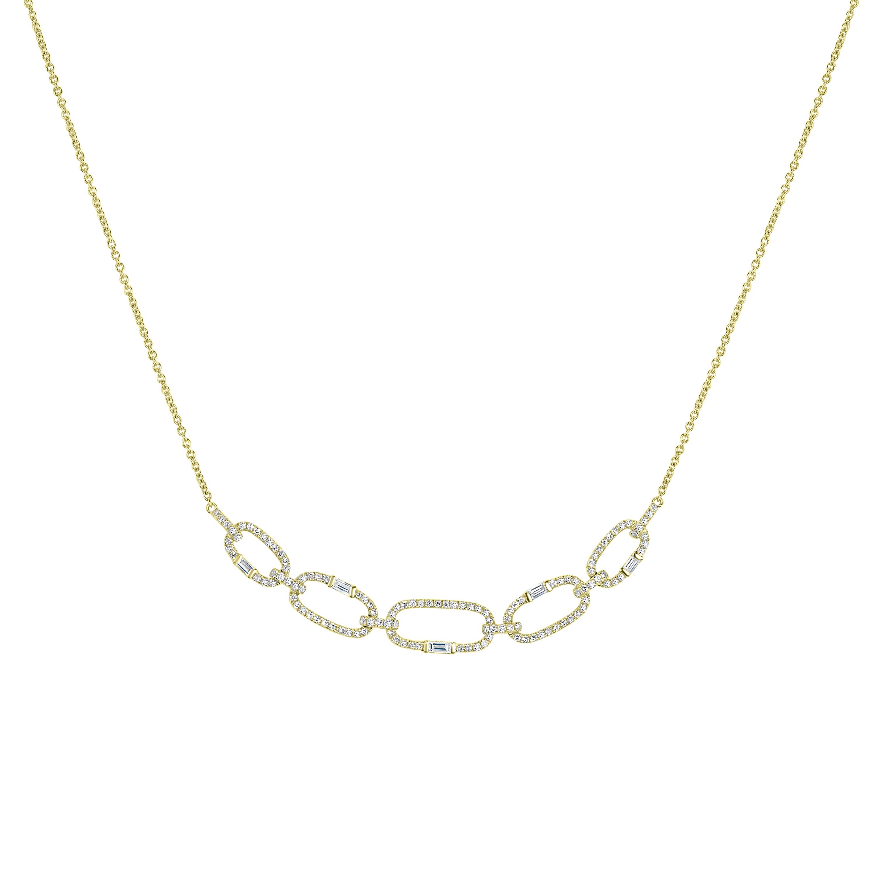 Round Cut Luxle 0.5cttw. Diamond Link Chain Necklace in 18k Yellow Gold For Sale
