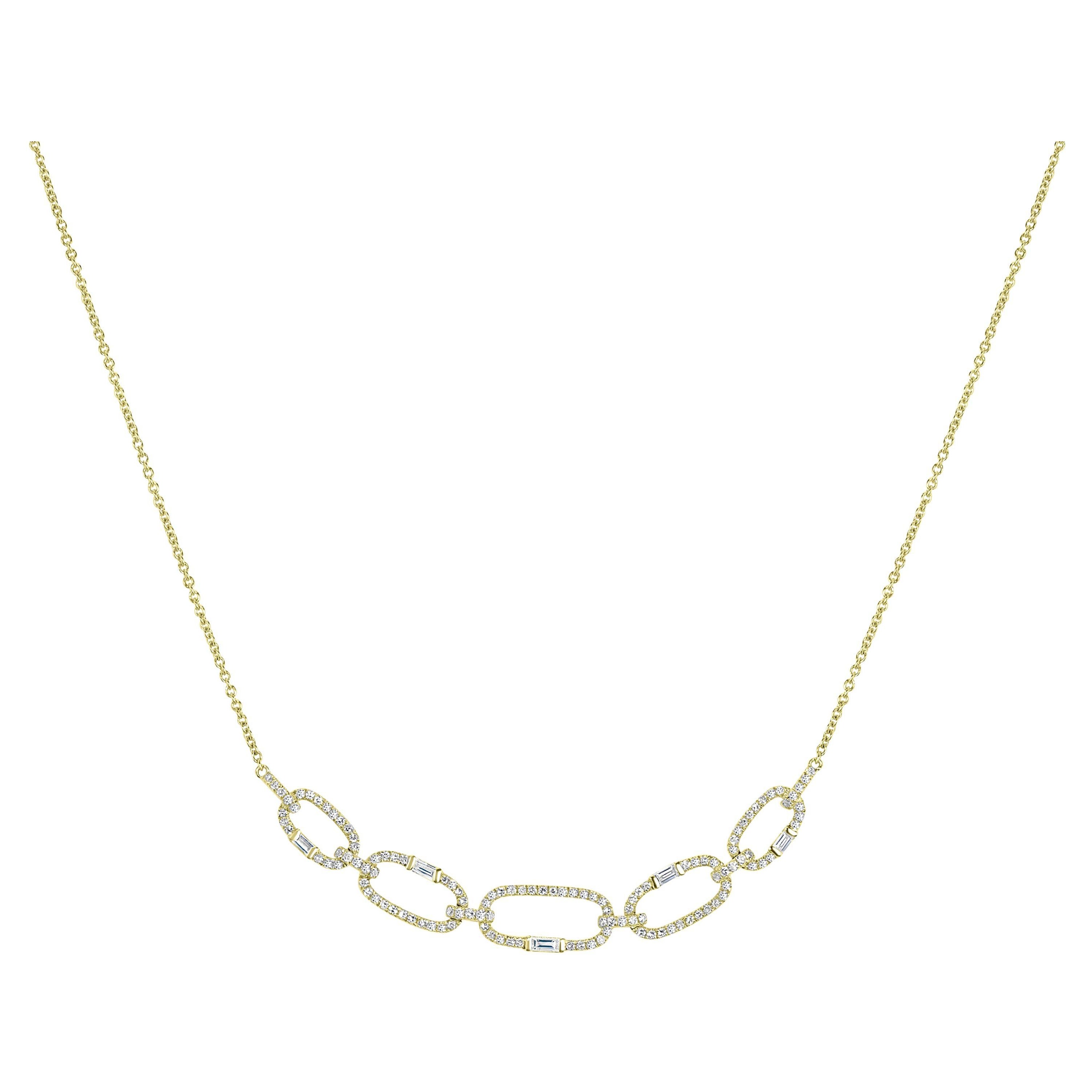 Luxle 0.5cttw. Diamond Link Chain Necklace in 18k Yellow Gold For Sale