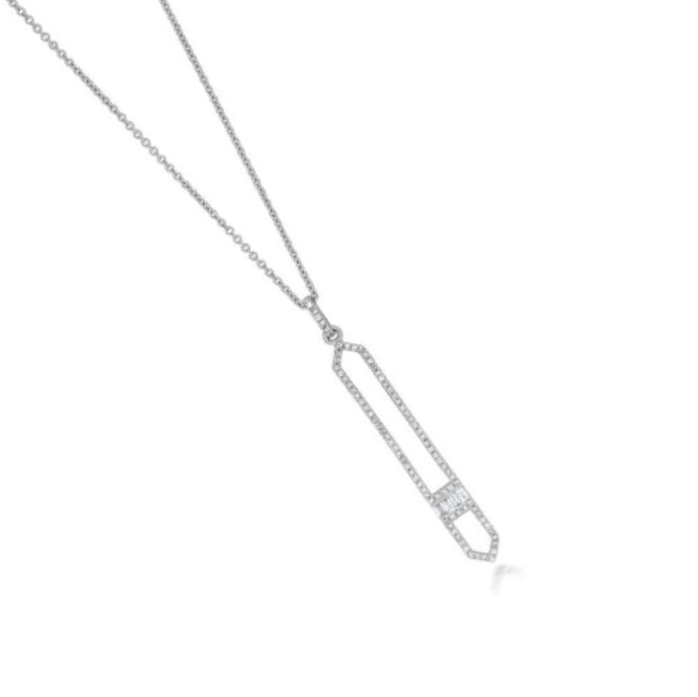 Taille baguette Luxle - Collier de 18 pouces en or 14 carats avec diamant naturel hexagonal de 0,50 ctw en vente