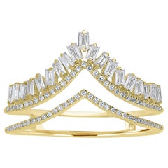 Luxle Bague Chevron en or 14 carats avec diamant naturel de 0,5 ctw, taille 8