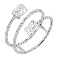 Luxle 0.50 Cttw. Natürlicher Diamant Bypass-Ring 18k Weißgold , Größe 7