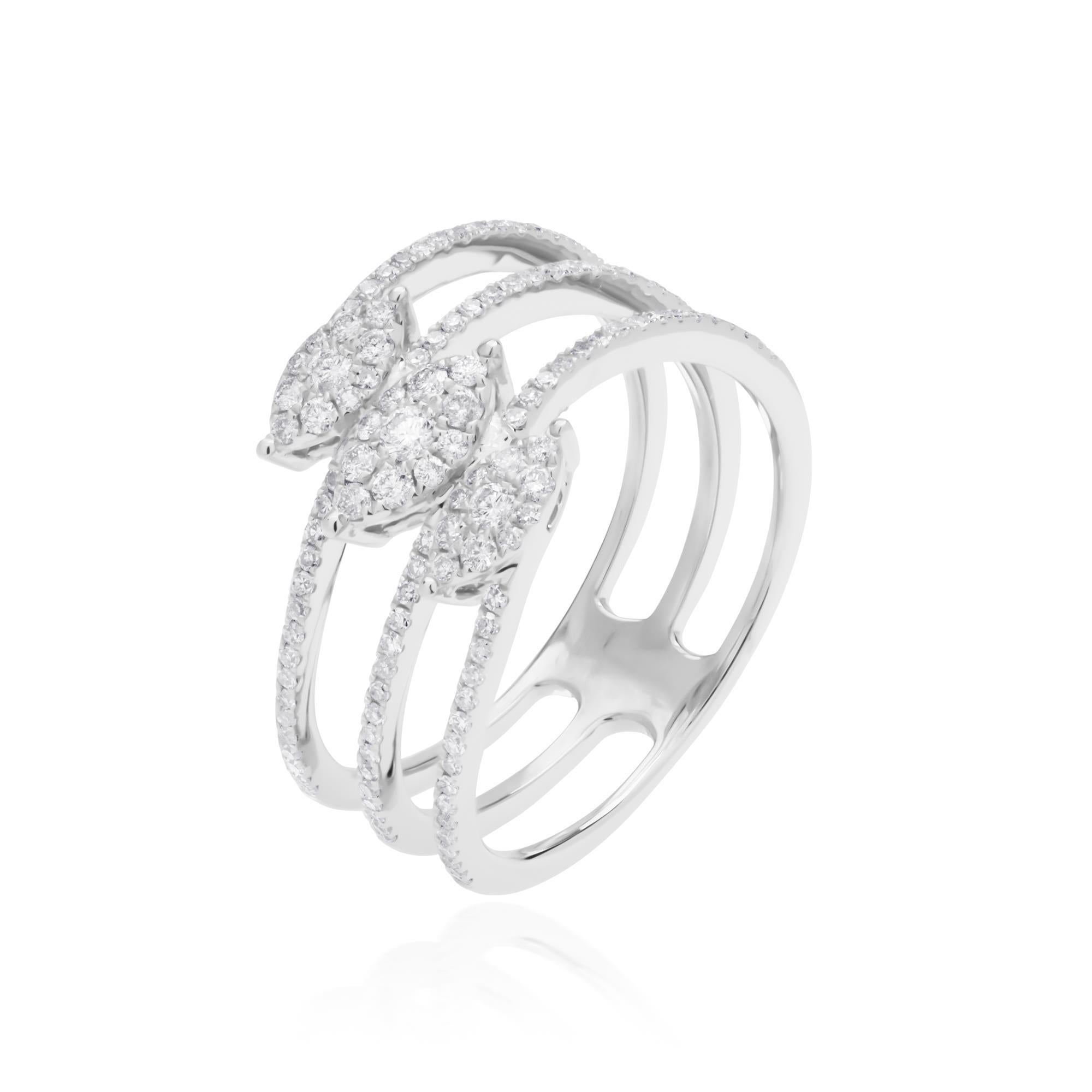 Contemporaneo Anello Luxle con diamanti naturali a più file da 0,55 cttw, misura 7 in oro bianco 18 carati in vendita