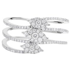 Luxle, bague à plusieurs rangées de diamants naturels 0,55 carattw, taille 7 en or blanc 18 carats