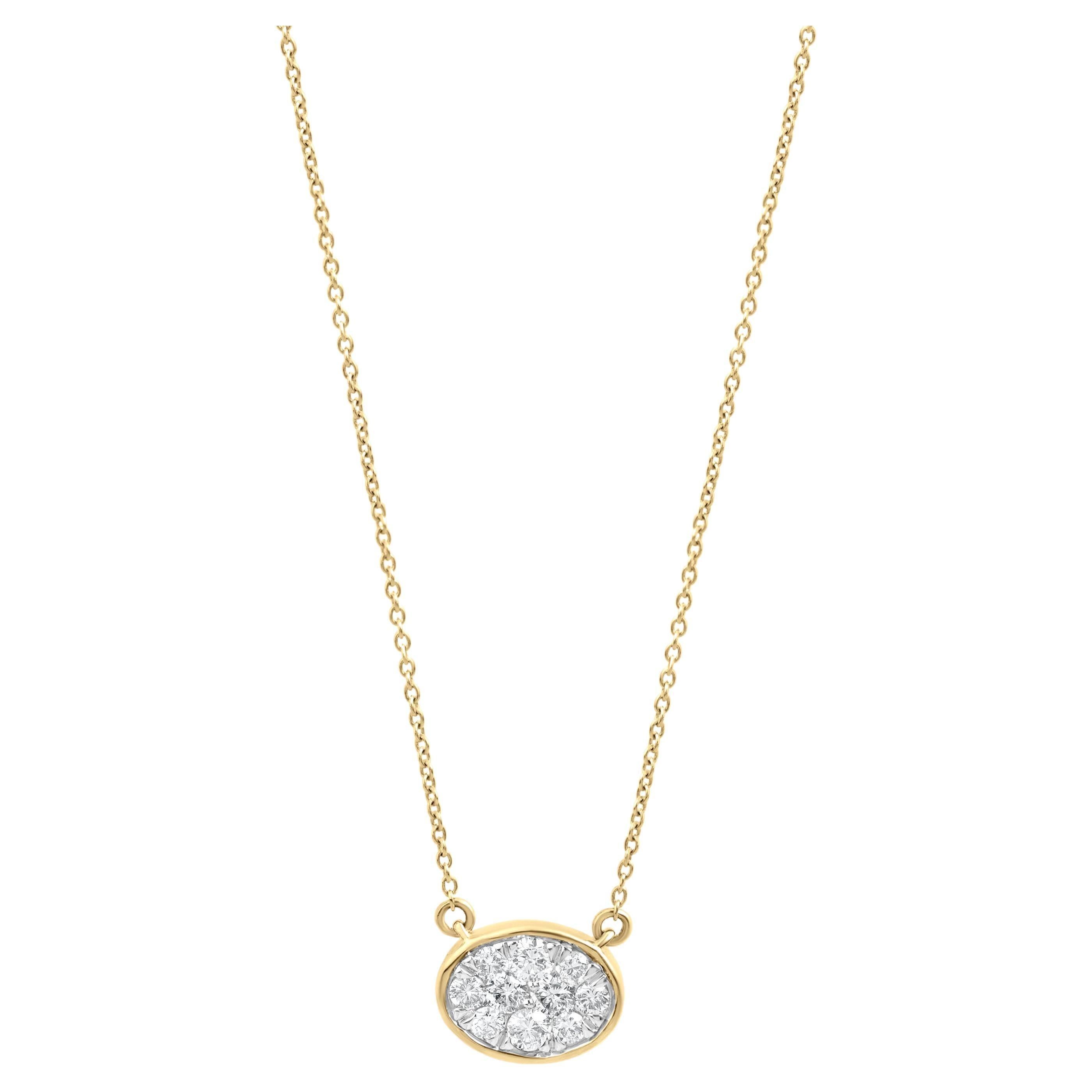 Round Cut Luxle 1/2 Cttw Natural Diamond Necklace in 14K Yellow Gold, 16.5