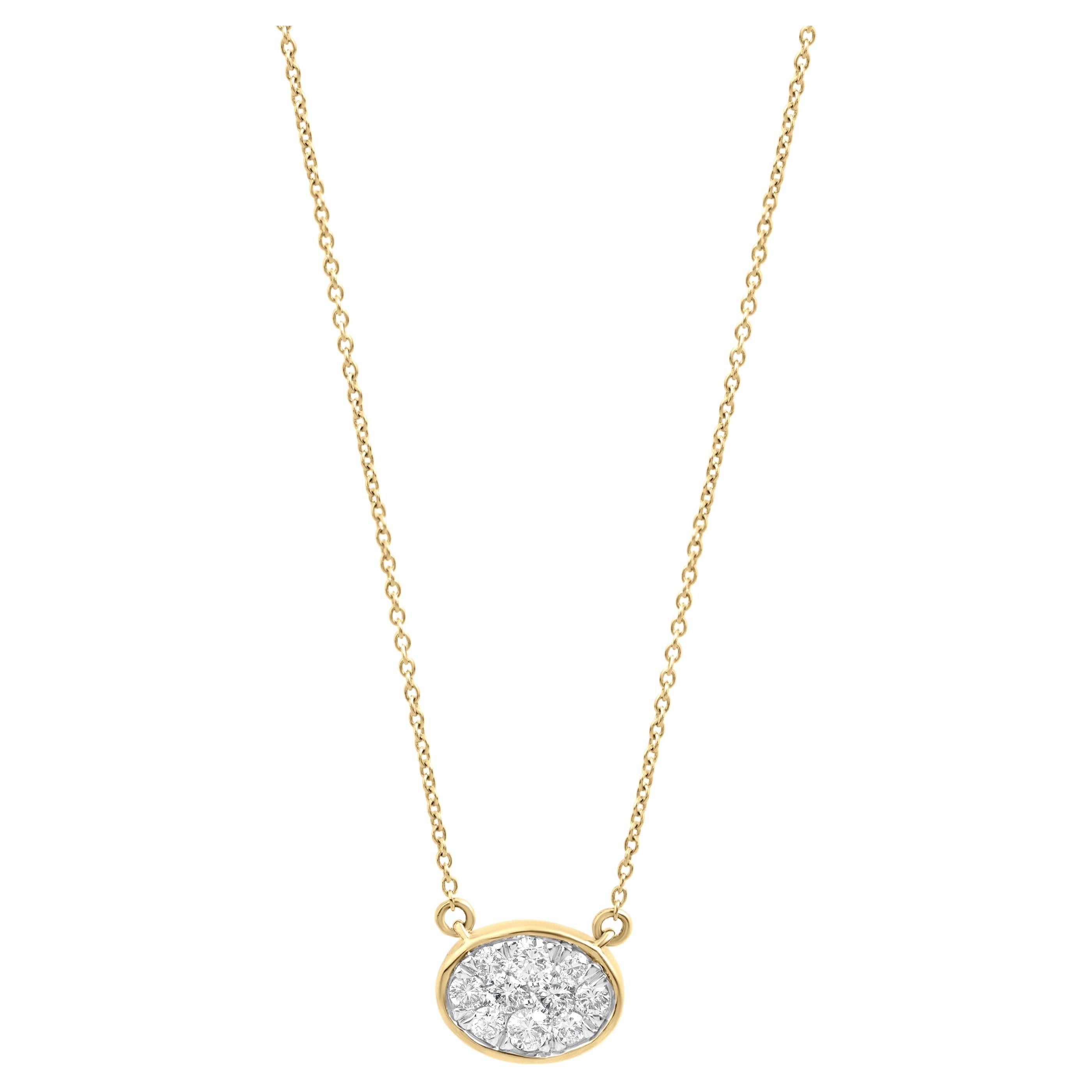Luxle 1/2 Cttw Natural Diamond Necklace in 14K Yellow Gold, 16.5"