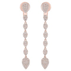 Luxle 0.55 Cttw Natural Diamond Pear Drop Earrings in 14k Rose Gold