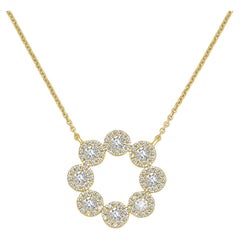 Luxle 0.52 Cttw. Multiple Circles Diamond Pendant Necklace in 14k Yellow Gold