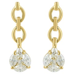 Orecchini a catena con diamanti naturali Luxle da 0,53 carati in oro giallo 14 carati